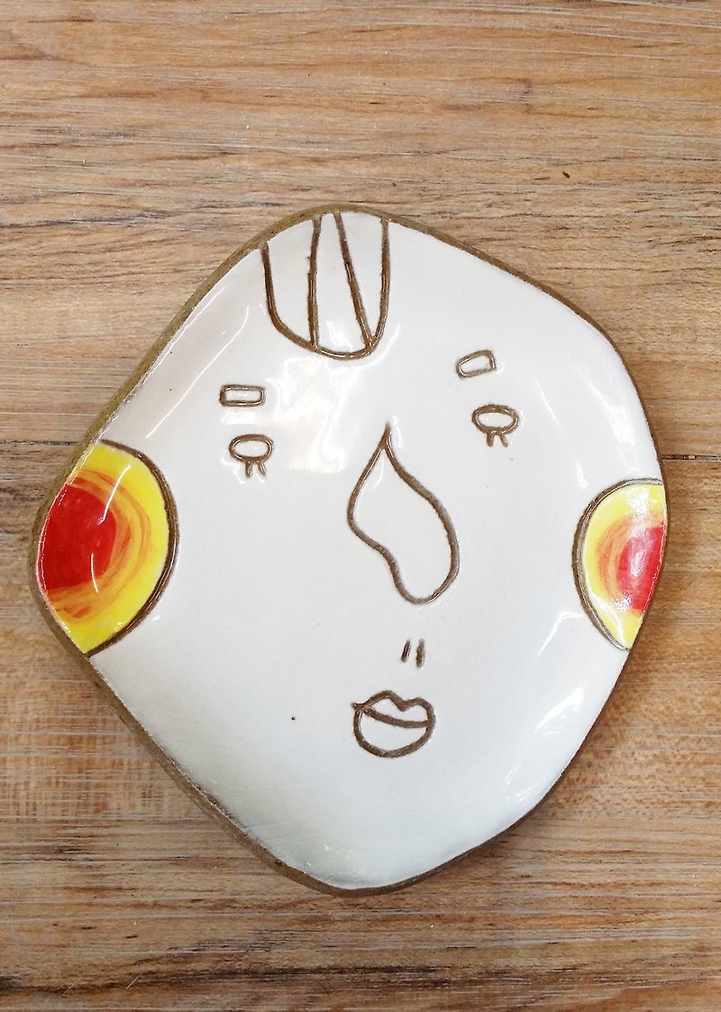【造形プレート】ブラッシングマン─C - 小皿 - 陶器 