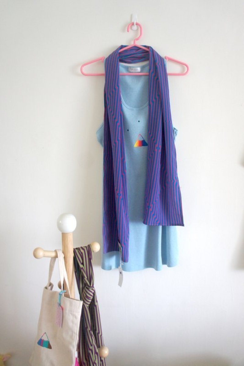 最後一件●星星小山 / ●大山小山 長版背心 - Women's Vests - Cotton & Hemp Blue