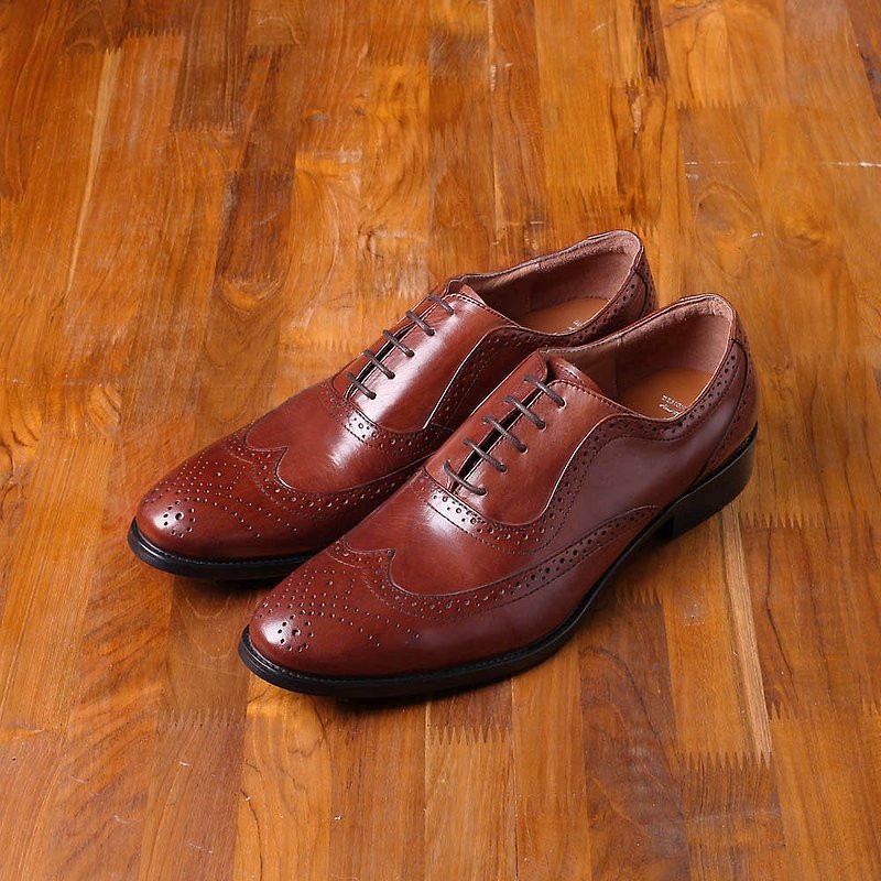 Vanger elegant and beautiful ‧ British elegant wing pattern Oxford leather shoes Va166 classic coffee - รองเท้าอ็อกฟอร์ดผู้ชาย - หนังแท้ สีนำ้ตาล