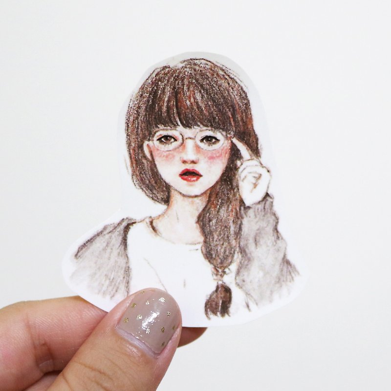 妃炫少女『推眼鏡』單張半身貼紙 - 貼紙 - 紙 