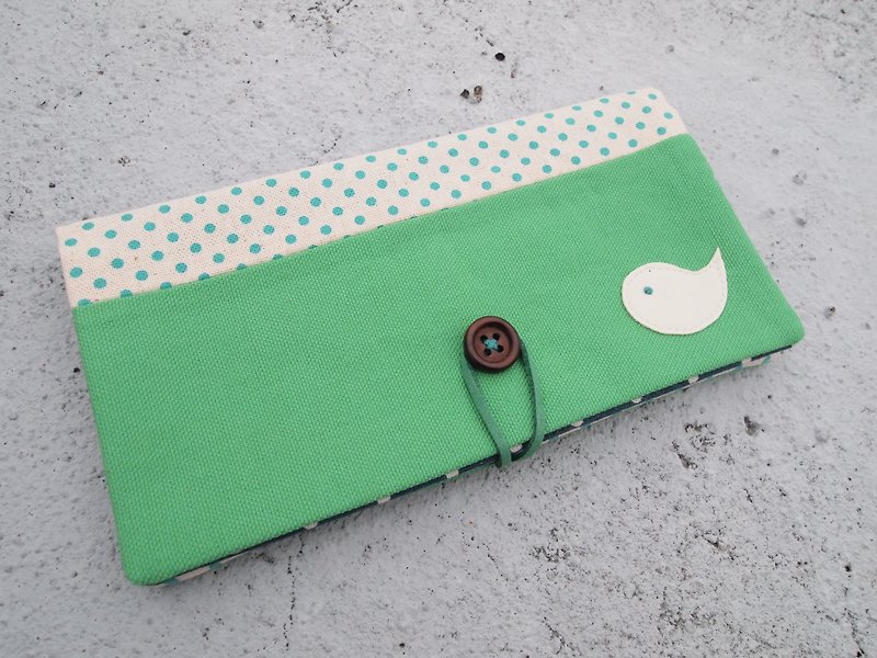 Mint green passbook bag / wallet long clip - Wallets - Paper Green