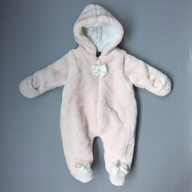 【出清品】美國Quiltex 粉嫩小熊毛茸茸連身衣 彌月禮 生日禮 - 嬰兒連身衣/包被/包巾 - 其他材質 粉紅色