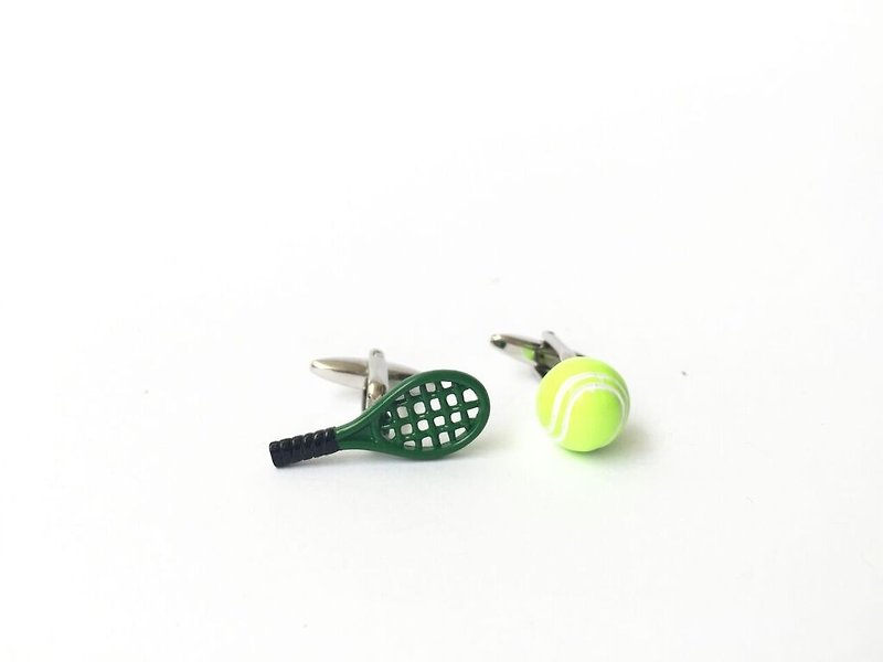 運動系列- 網球拍網球袖扣 Tennis Cuffink - 袖扣 - 其他金屬 