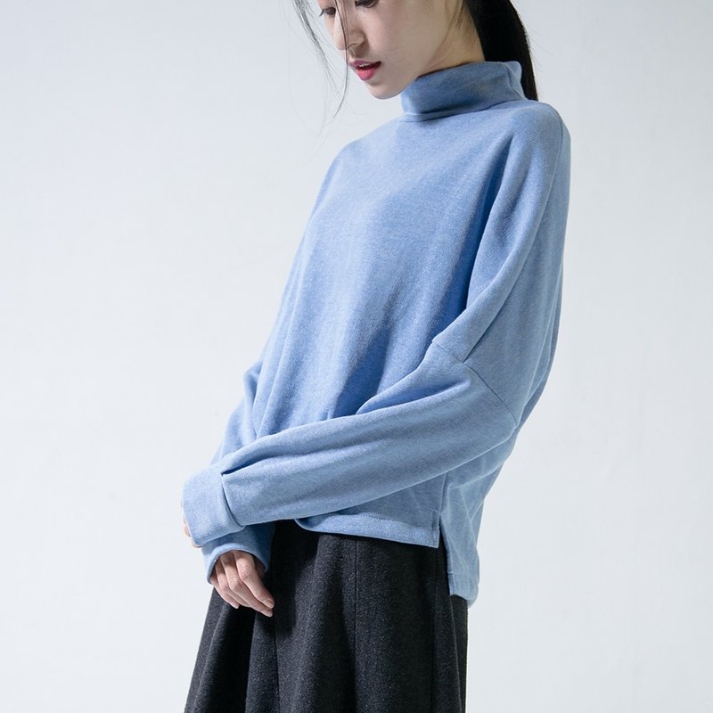 SUMI Air airy high-necked shirt and blue sky _5AF009_ - Women's Tops - Cotton & Hemp Blue