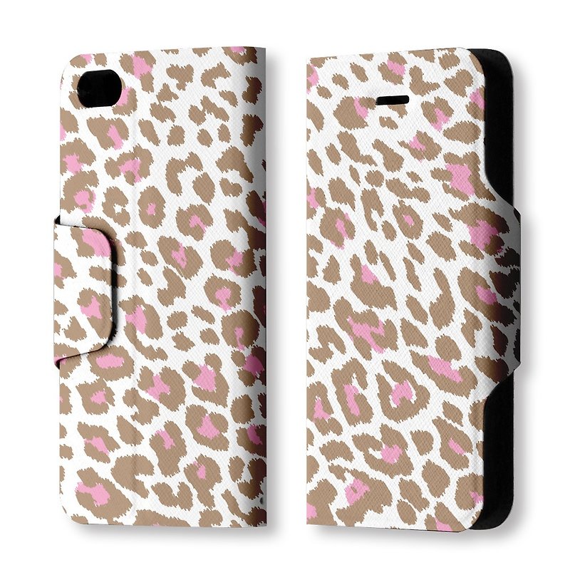 PIXOSTYLE iPhone 5 / 5S / 5C clamshell holster: leopard pattern PSIB5-003 - Phone Cases - Genuine Leather White