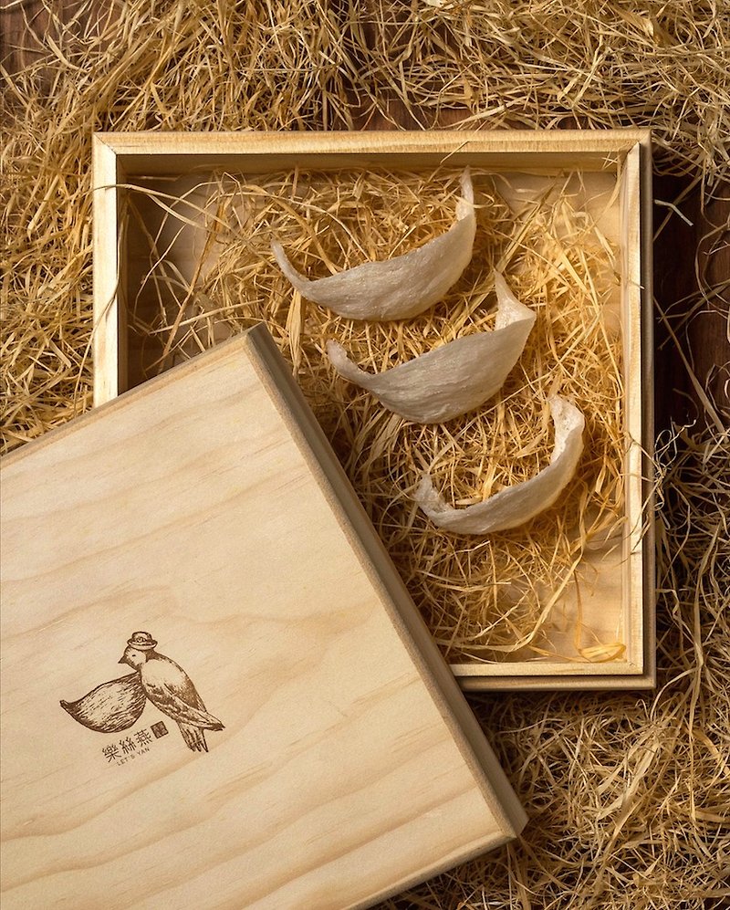 Exquisite dried bird's nest wooden gift box, pure natural top-grade medium lamp 50g, popular among corporate elders, new year gift favorite - อื่นๆ - อาหารสด สีนำ้ตาล