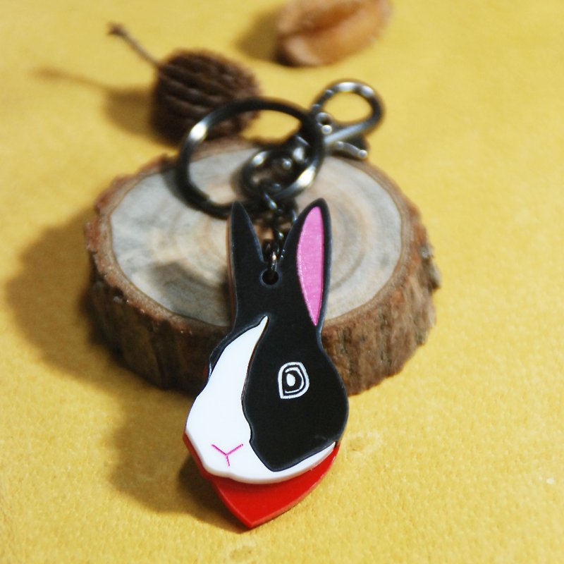 Hairy child around key ring/bunny/Dutch Dodge rabbit/black - Keychains - Acrylic Black