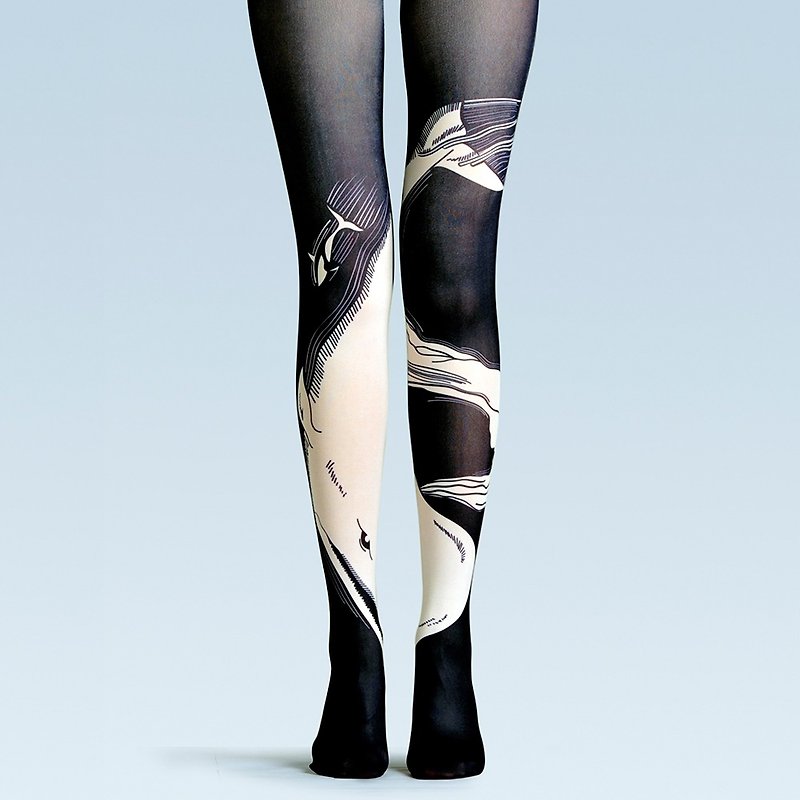viken plan 設計師品牌 連褲襪 棉襪 創意絲襪 圖案絲襪 鯨波破浪 - 襪子 - 棉．麻 
