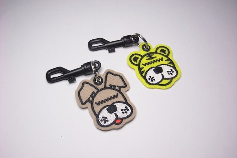 Ludou brother and Lutai stickers electric embroidery key ring - Lu Taige has sold out - Charms - Thread Yellow
