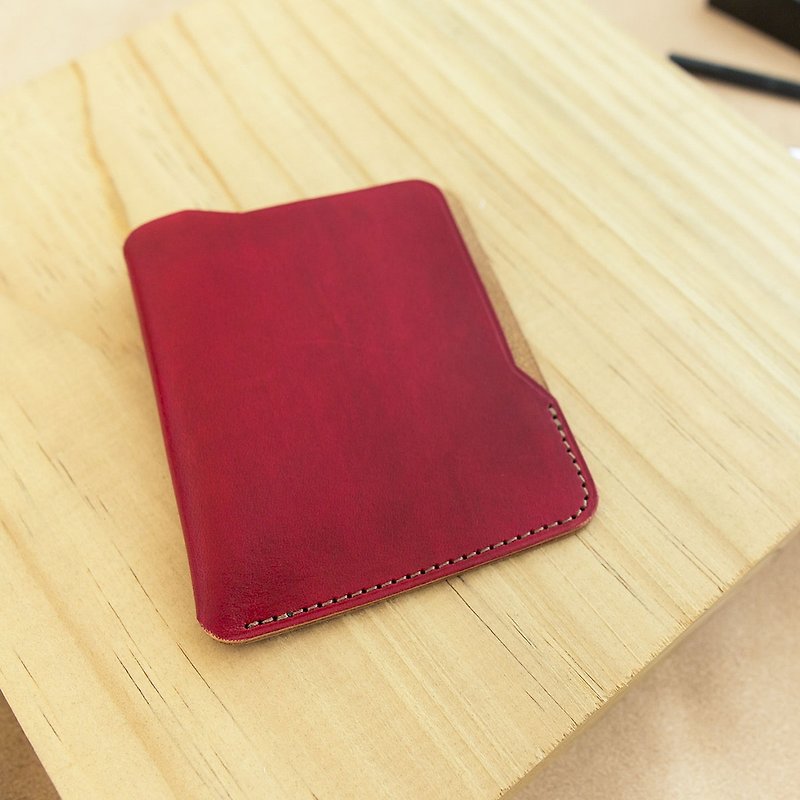 isni [simple wallet]  red design/handmade leather - ID & Badge Holders - Genuine Leather Red