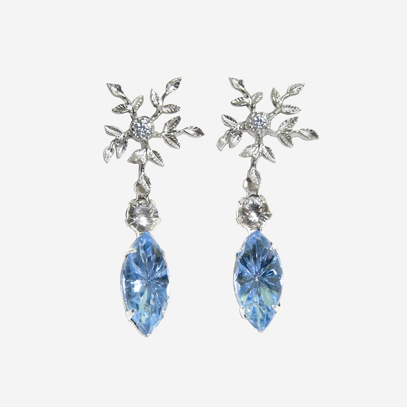 [Indigo] Frozen Snowflakes Earrings - ต่างหู - โลหะ สีน้ำเงิน