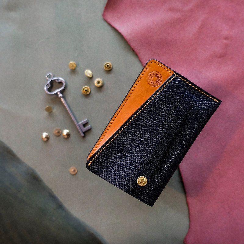 isni pull & push key bag three-dimensional shape design k - Keychains - Genuine Leather Orange