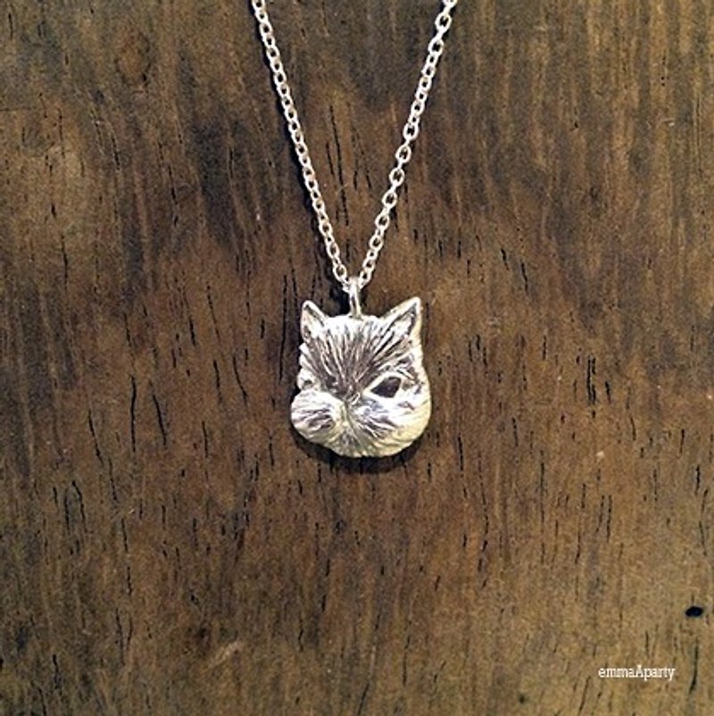 EmmaAparty handmade sterling silver necklace '' big head cat '' - สร้อยคอ - โลหะ 