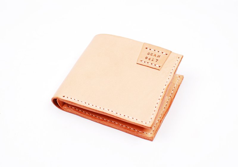 your name. Handmade short clip - Wallets - Genuine Leather Gold