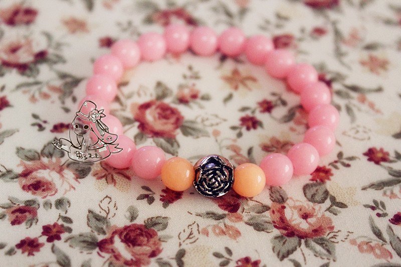 Luminous pink spring roses bracelet - Bracelets - Other Materials Pink