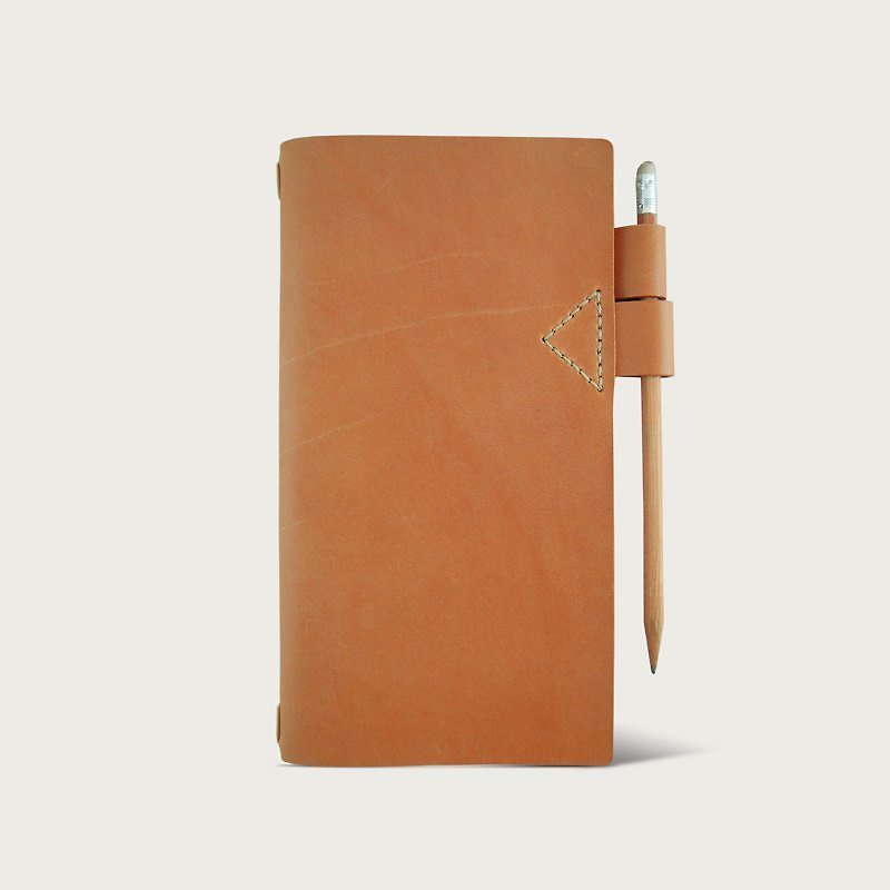 LINTZAN "hand-stitched leather" N2 notes Letters holster (with laptop) - camel yellow - Notebooks & Journals - Genuine Leather Orange