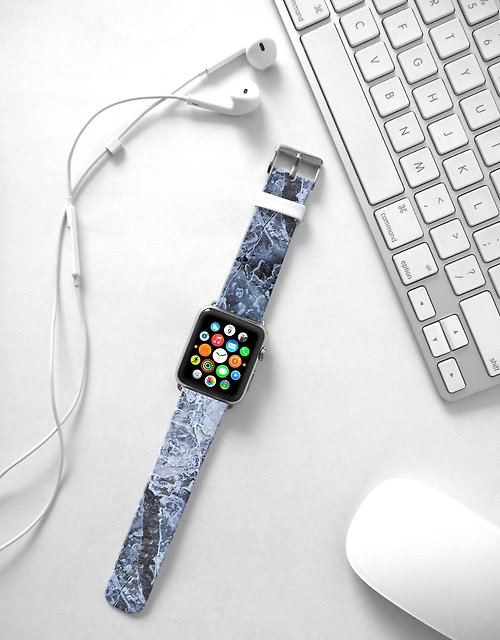 Freshion Apple Watch Series 1 , Series 2, Series 3 - Apple Watch 真皮手錶帶，適用於Apple Watch 及 Apple Watch Sport - Freshion 香港原創設計師品牌 - 冰花圖紋