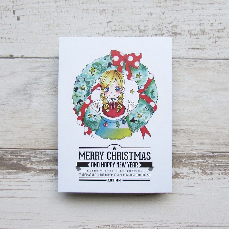 ポストカード|クリスマスストーリー - 花輪 - カード・はがき - 紙 グリーン