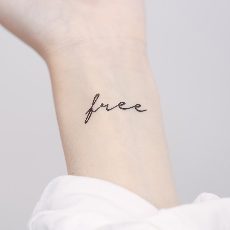刺青紋身貼紙 / Free 自由 文字 2入 - 紋身貼紙 - 紙 黑色