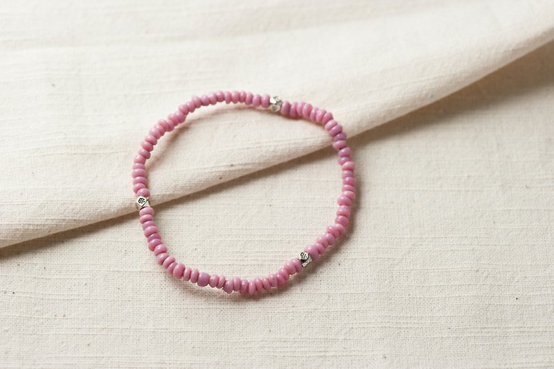 I.藕紫琉璃手串. b. Alloy spacer beads Purple Liu-li bracelet - Bracelets - Other Materials Purple