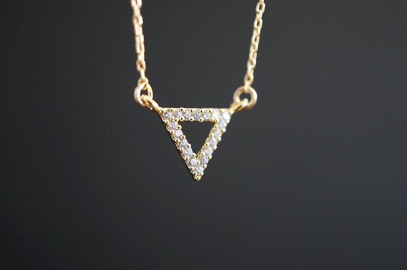 【14KGF】Necklace, CZ Triangle - 項鍊 - 其他金屬 金色