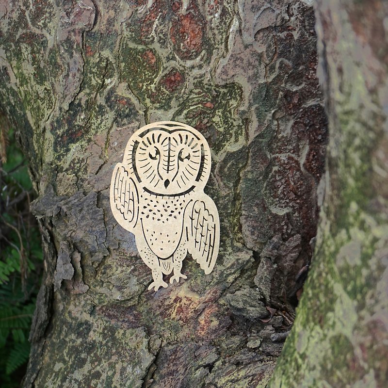 マイマイ動物園-ミナミメンフクロウの大きな切り絵のブックマーク|かわいい動物の癒しの小さなオブジェクト文房具のギフト - しおり - 紙 カーキ