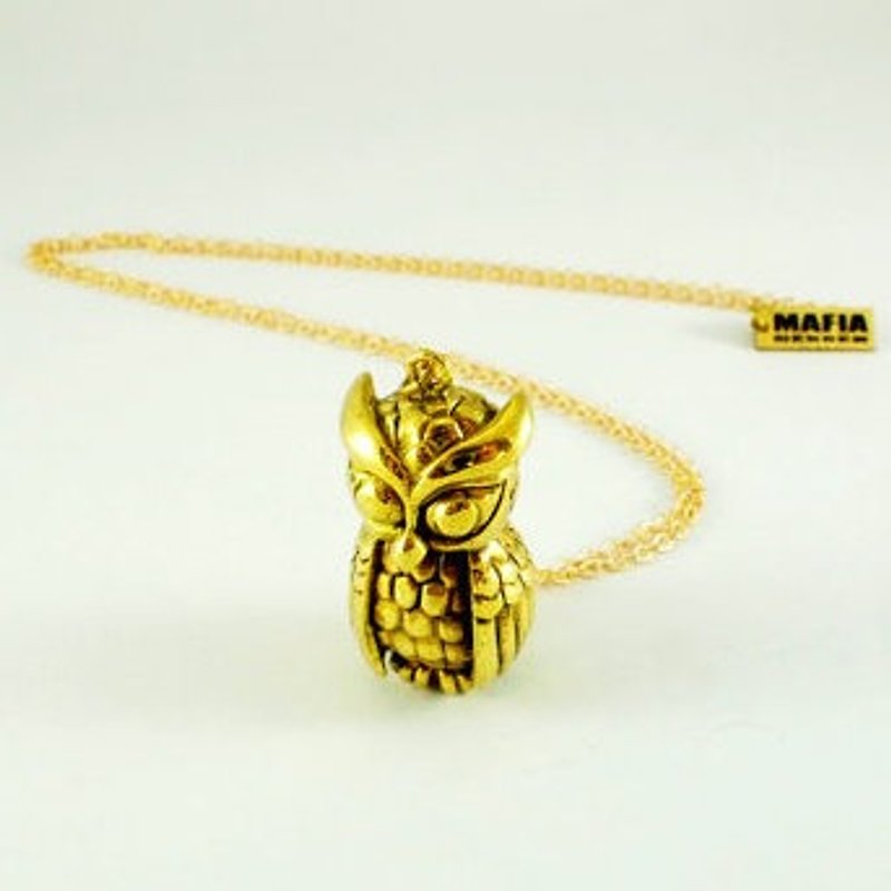 Owl pendant in brass ,Rocker jewelry ,Skull jewelry,Biker jewelry - Necklaces - Other Metals 