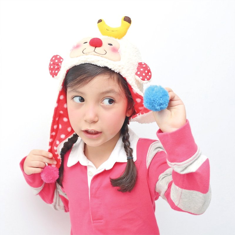《Balloon》小童造型帽-香蕉猴 - 帽子 - 其他材質 白色