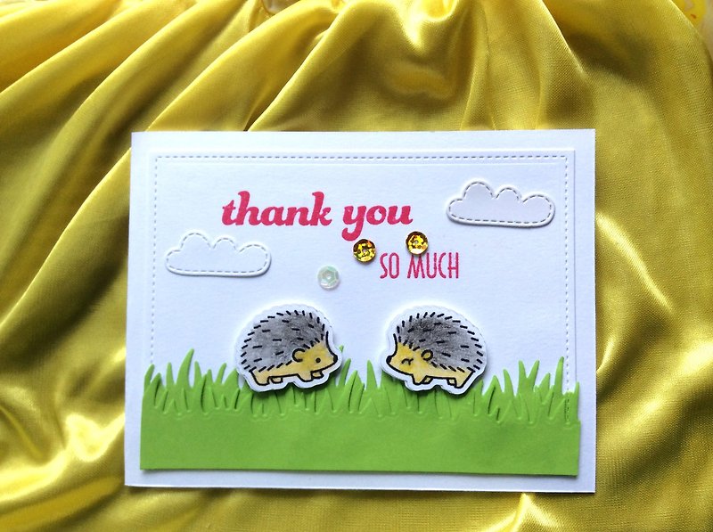 Cute animal series thanks card / Universal Card (hedgehog friends) - การ์ด/โปสการ์ด - กระดาษ ขาว