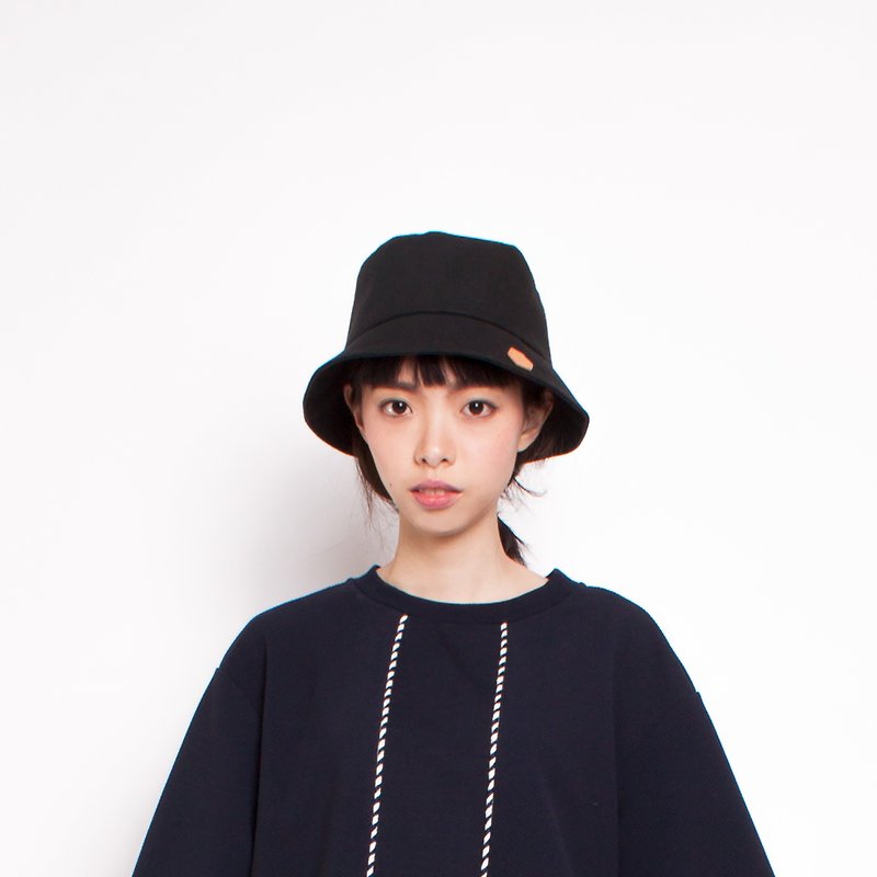 JOJA│ pure black single-sided fisherman hat spot / custom - หมวก - วัสดุอื่นๆ สีดำ