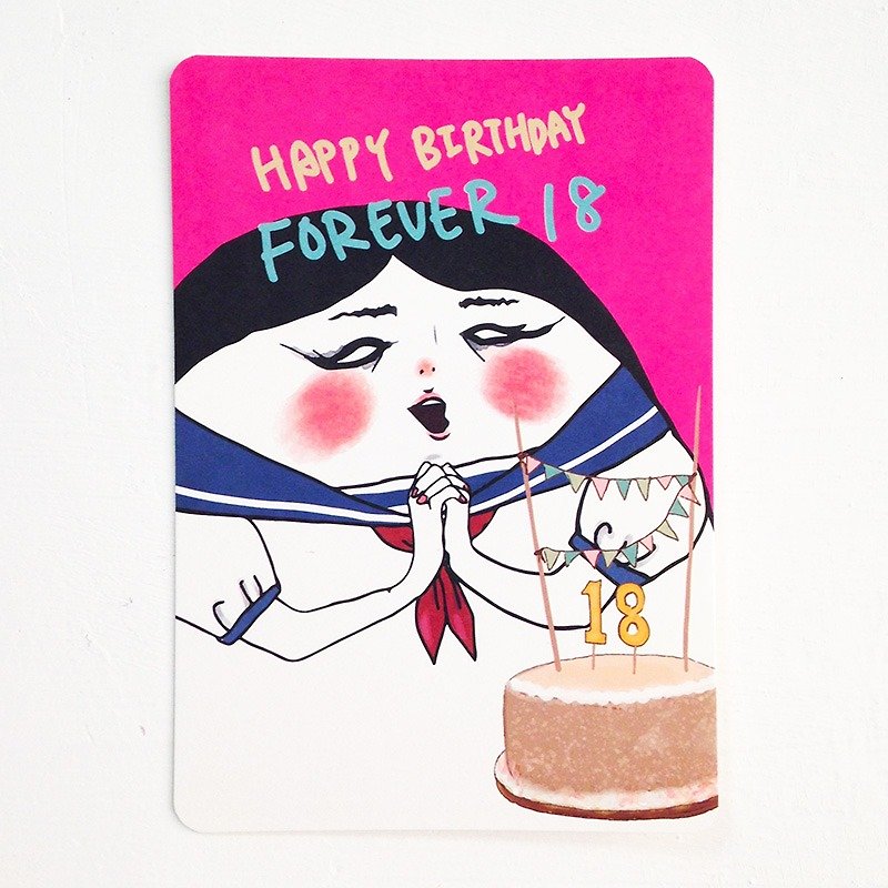 Forever 18 birthday card/ postcard - การ์ด/โปสการ์ด - กระดาษ สีแดง