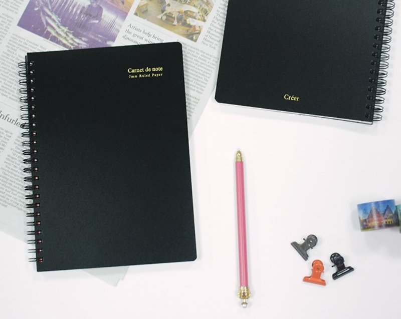 [Creer] A5/25K double coil horizontal notebook (80 photos) - Notebooks & Journals - Paper Black