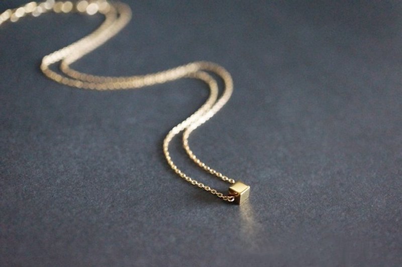 【Minimalism】 14KGF Gem Dice Necklace,--GoldxGold-- - Necklaces - Gemstone Gold