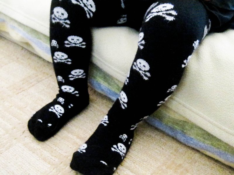 2014  秋冬Slugs & Snail滿版骷髏有機棉褲襪 - 其他 - 棉．麻 黑色