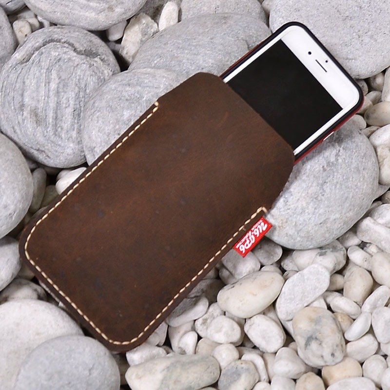 (U6.JP6 handmade leather goods) iPhone 6/6S full hand stitched handmade cowhide leather phone case - Phone Cases - Genuine Leather Brown