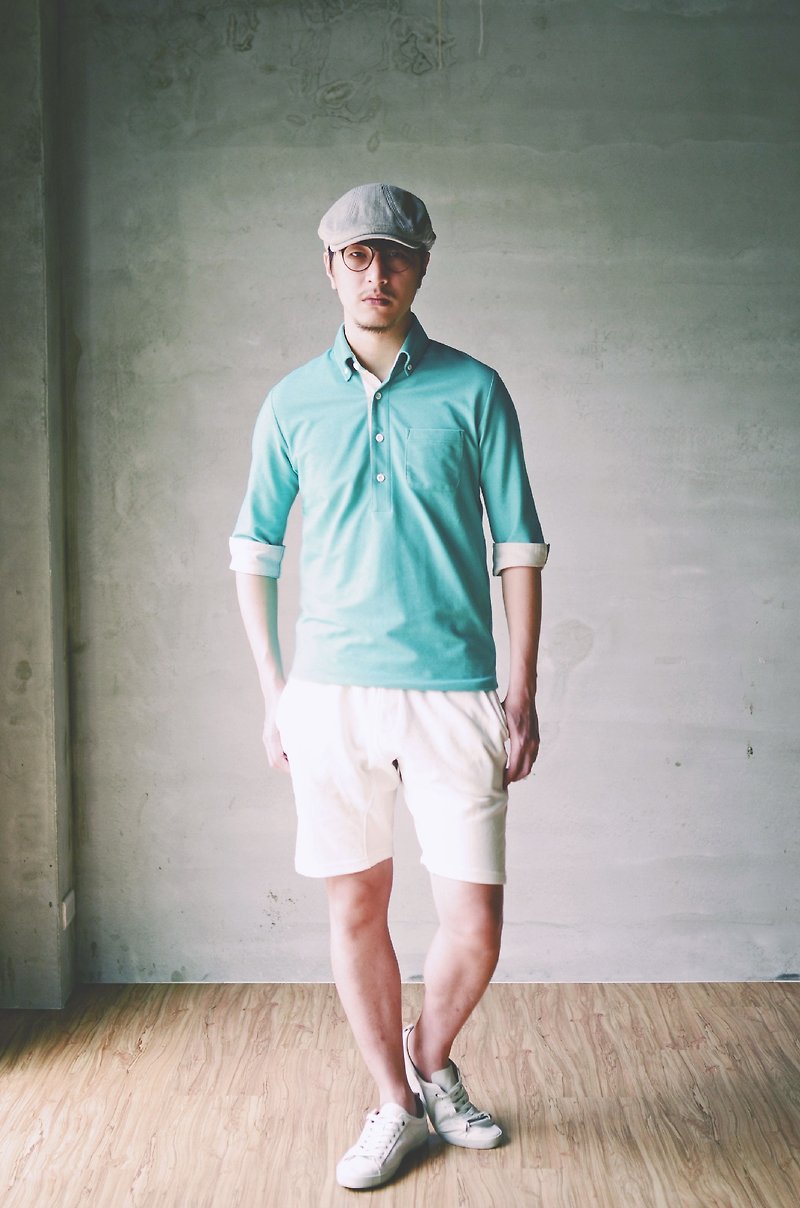 Machismo-九分反折袖Polo衫 - 男 T 恤 - 其他材質 綠色