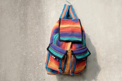 国家風のバックパック/ショルダーバッグ/旅行バックパックの後にバレンタインデーの贈り物ニットの感触 - グラデーションライン - 中