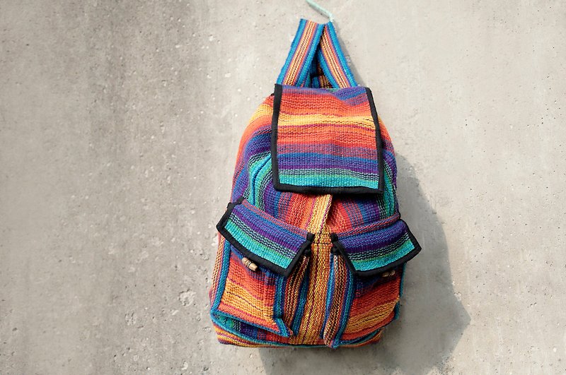 Valentine's Day gift knit feel after national wind backpack / shoulder bag / travel backpacks - gradient line - in - กระเป๋าเป้สะพายหลัง - วัสดุอื่นๆ หลากหลายสี