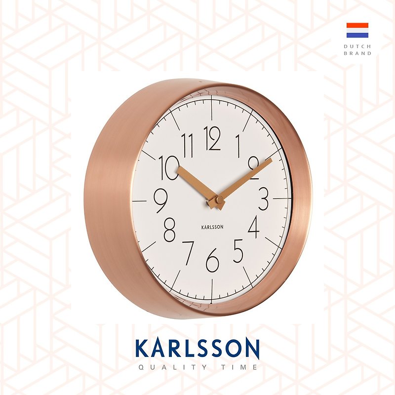 オランダ、カールソン、ブロンズフレームの凸型掛け時計 (ホワイト) - 時計 - 金属 ホワイト
