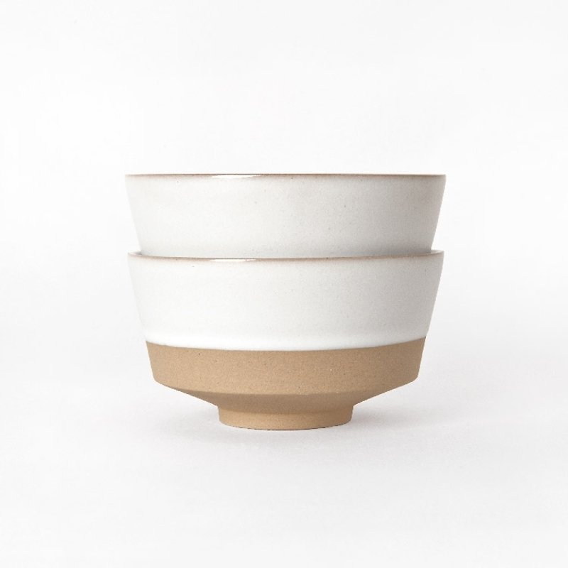 Good auspicious day HAO life_ Wuyue food bowl (2pcs) - Bowls - Pottery White