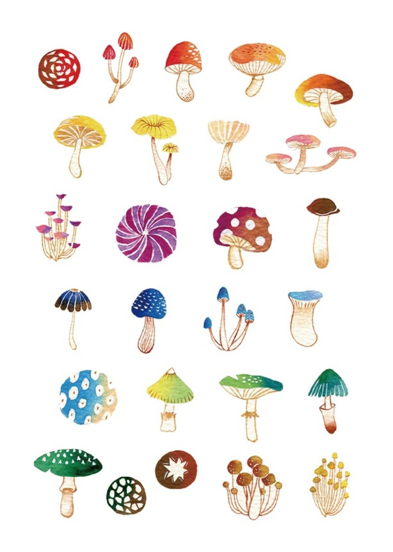 Crooked studio - postcard kit (color mushroom + brown fruit) - การ์ด/โปสการ์ด - กระดาษ หลากหลายสี