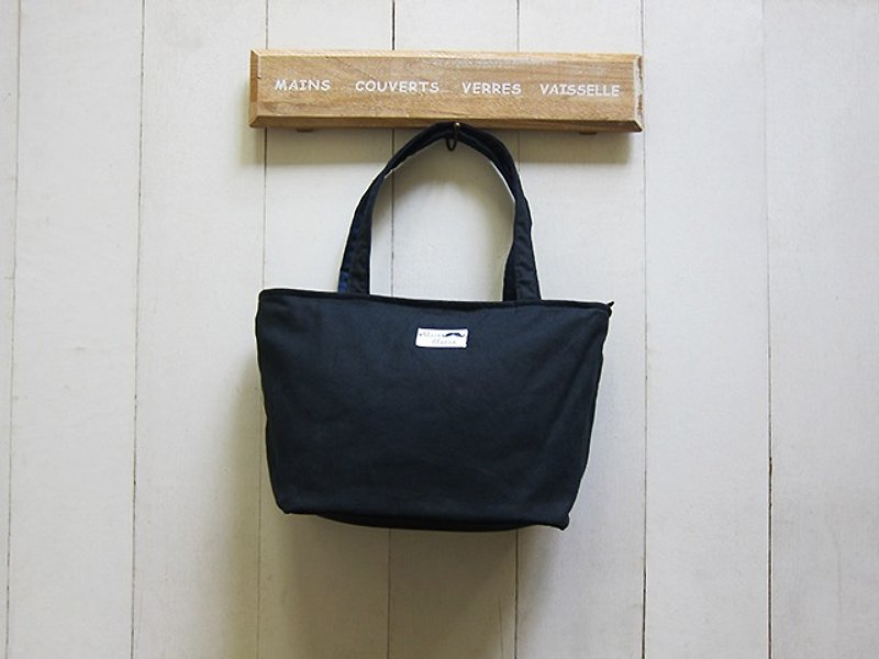 Dachshund Dog Zip Opening Canvas Tote Bag - Medium (Black + Navy Blue) + Outside Post Patch Bag + Outside Zipper Bag + Inner Bottle Bag - Handbags & Totes - Other Materials Multicolor