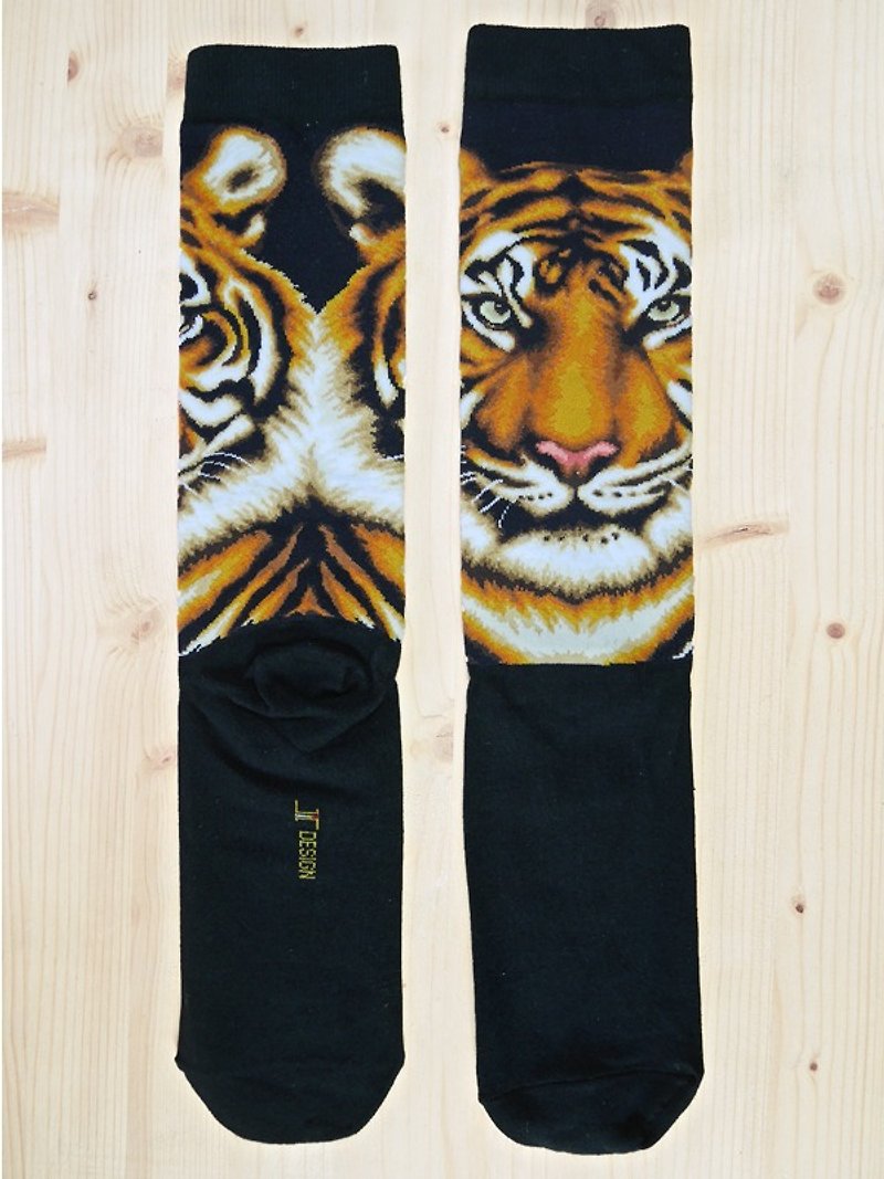 JHJ Design 加拿大品牌 高彩度針織棉襪 動物系列 - 老虎襪子(針織棉襪) 可愛 TIGER - 襪子 - 其他材質 