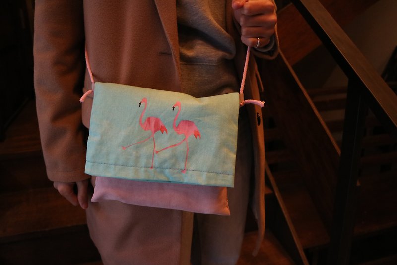 [Valentine define] ShaLL We DanCe ~ handmade serigraphy folding side bag - กระเป๋าแมสเซนเจอร์ - วัสดุอื่นๆ สึชมพู