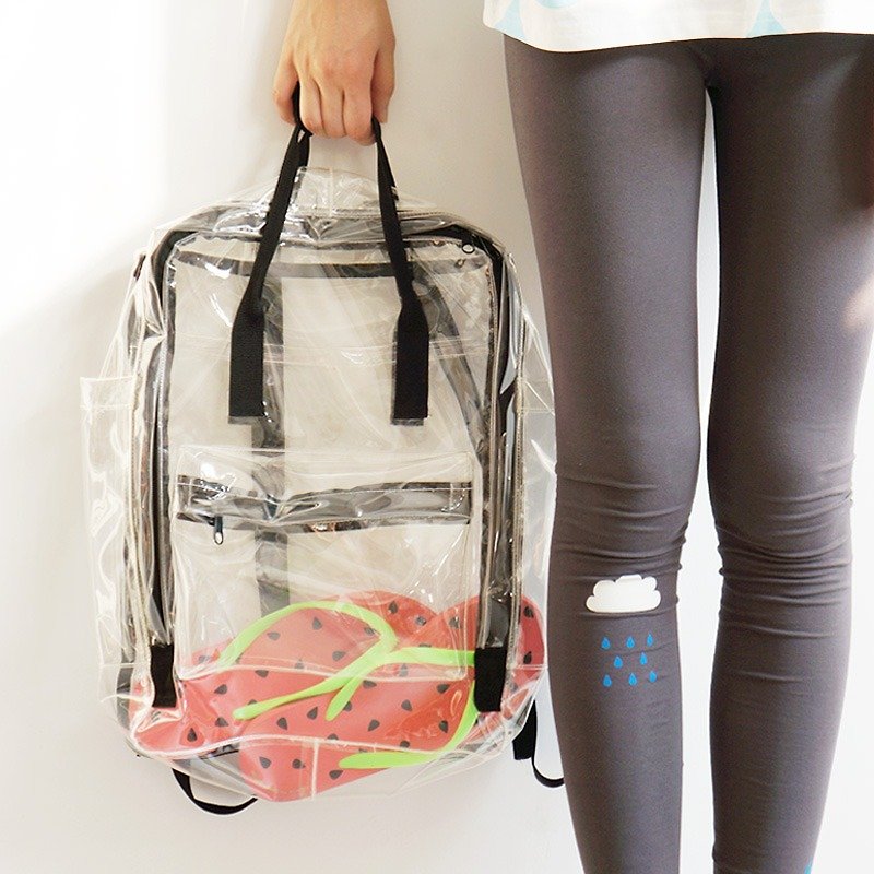 U-PICK original product life creative female summer white transparent jelly shoulder bag backpack schoolbag - Backpacks - Plastic White