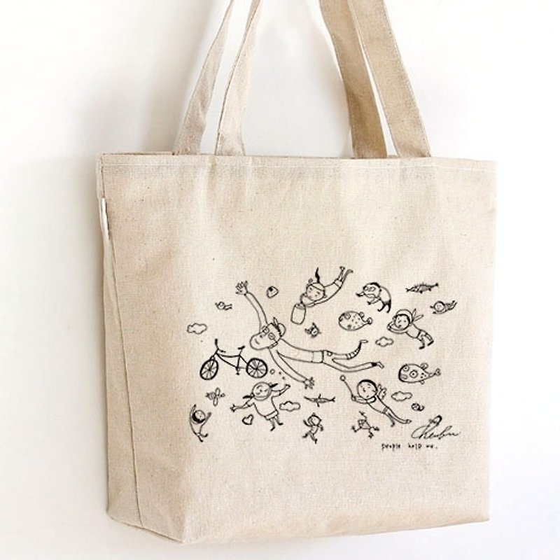 Tote bag-People help me - Messenger Bags & Sling Bags - Other Materials White
