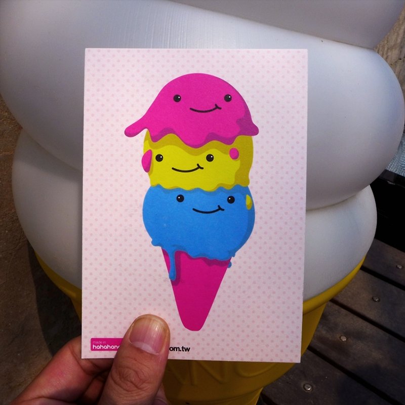 設計明信片｜ice cream - 心意卡/卡片 - 紙 粉紅色