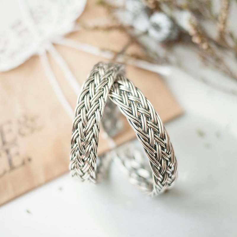 925 Silver Sterling Silver Ribbon Ribbon Sterling Silver Bracelet Couple Style (Pair of Sale) - สร้อยข้อมือ - เงินแท้ สีเทา