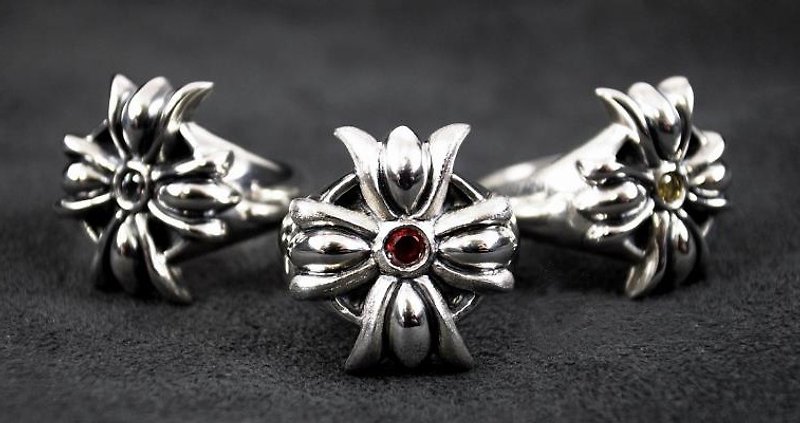 [Rose Cross Series-Rose Cross Ring (Full Mirror Version)] (Unisex/pair ring/tail ring/diamond) - General Rings - Sterling Silver Silver