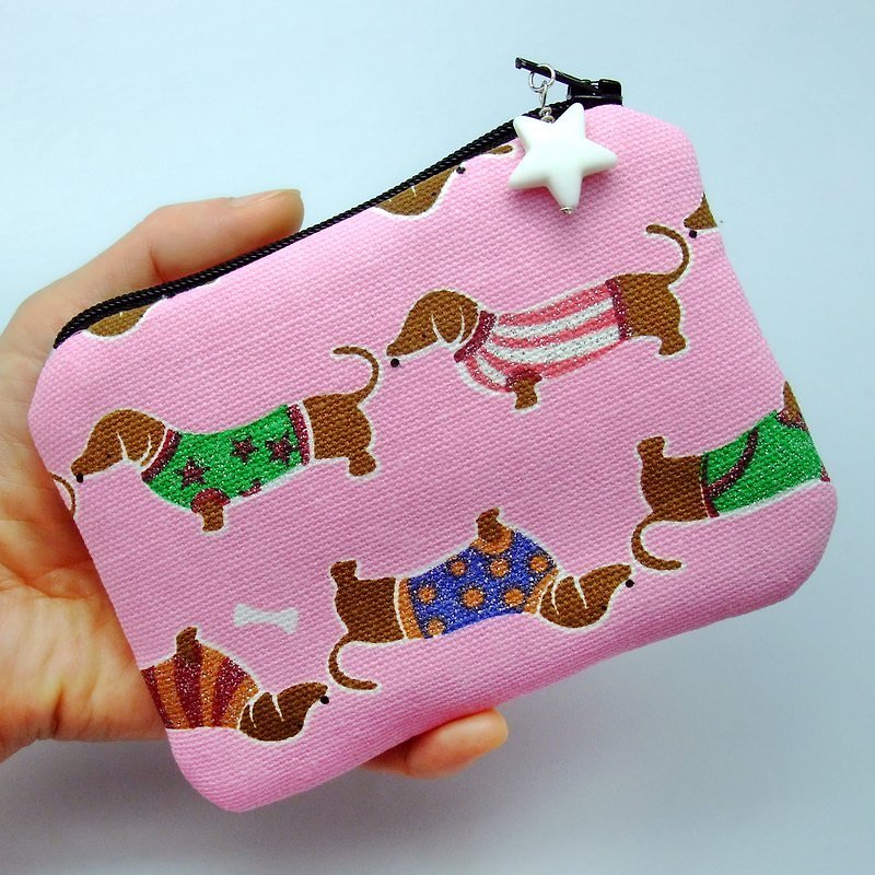 Zipper pouch / coin purse (padded) (ZS-45) - Coin Purses - Other Materials Pink